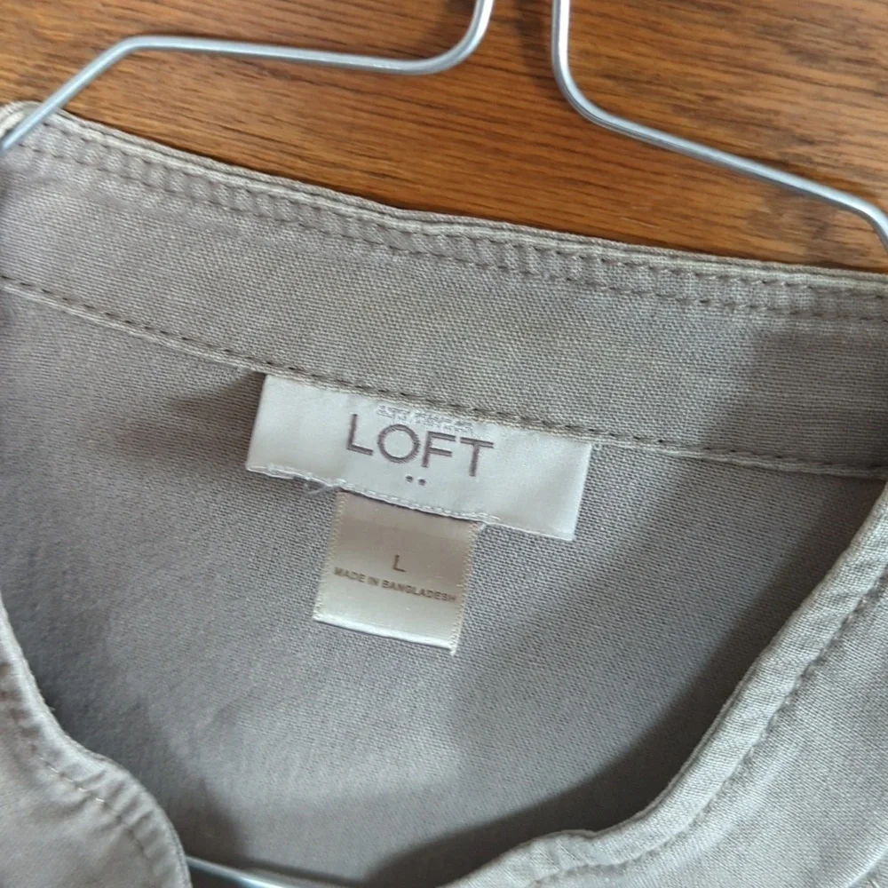 Loft Lightweight Tan Zip Ruffle Moto Jacket Size Women's L